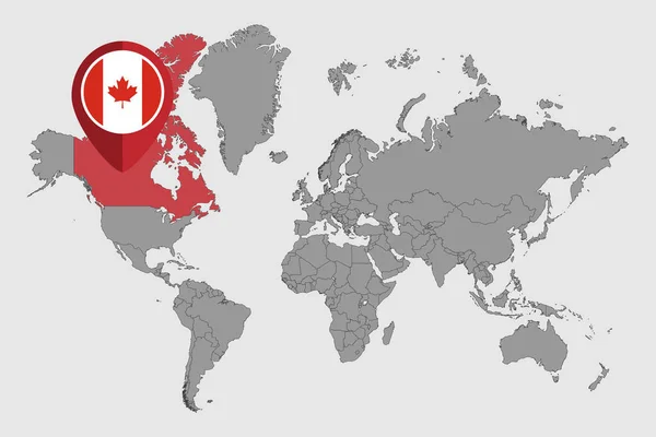 Pin Map Canada Flag World Map Vector Illustration — стоковий вектор