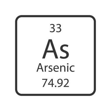 Arsenik sembolü. Periyodik tablonun kimyasal elementi. Vektör illüstrasyonu.