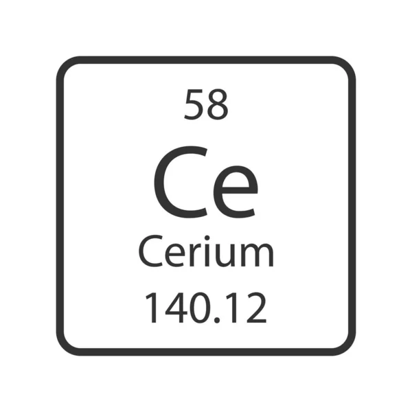 Cerium Symbol Chemical Element Periodic Table Vector Illustration — Vettoriale Stock