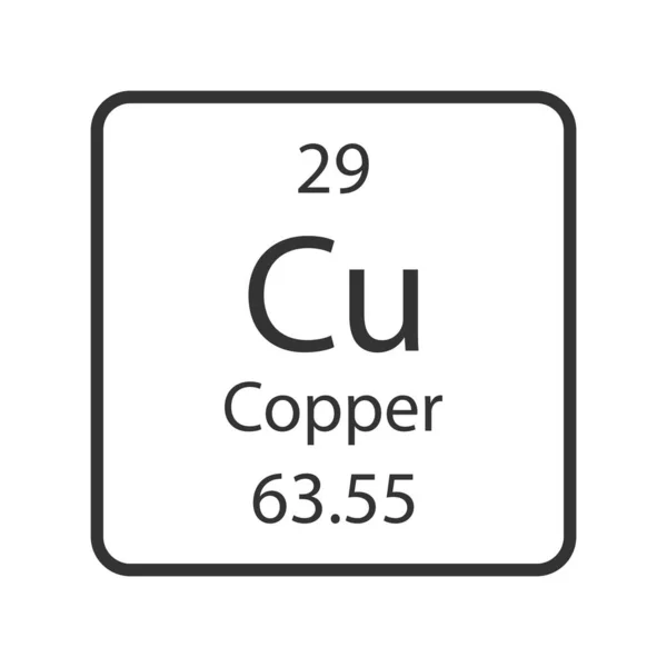 Copper Symbol Chemical Element Periodic Table Vector Illustration — Stock vektor