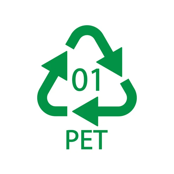 PET 01 geri dönüşüm kodu sembolü. Plastik geri dönüşüm vektörü polietilen işareti.