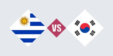 Uruguay vs South Korea flag concept. Vector illustration.