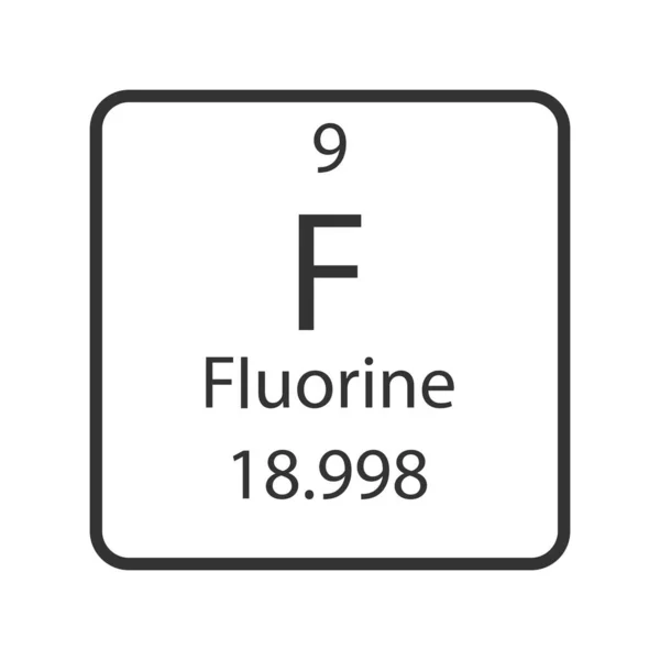 Fluorine Symbol Chemical Element Periodic Table Vector Illustration — Archivo Imágenes Vectoriales