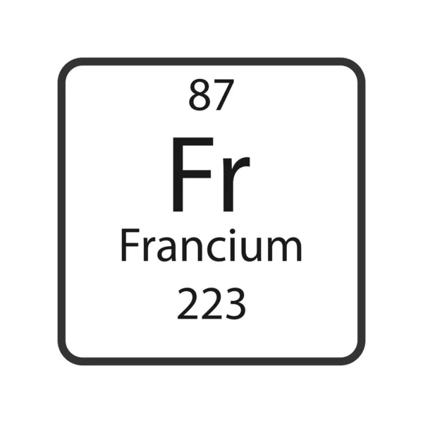 Francium Symbol Chemical Element Periodic Table Vector Illustration — ストックベクタ