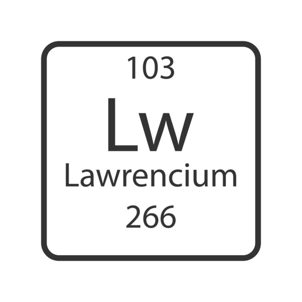 Lawrencium Symbol Chemical Element Periodic Table Vector Illustration — Stockový vektor