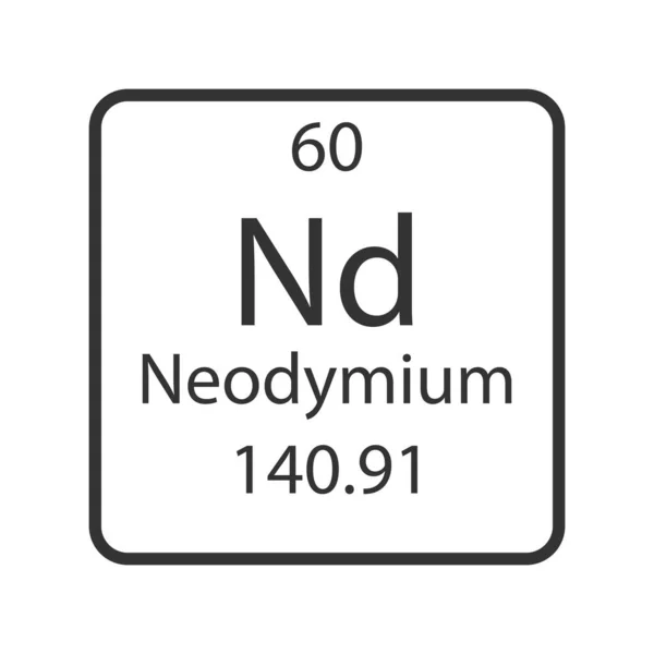 Neodymium Symbol Chemical Element Periodic Table Vector Illustration — Stock vektor