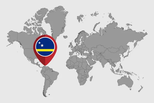 在世界地图上有刻有库拉索旗的粉红色地图 矢量说明 — 图库矢量图片