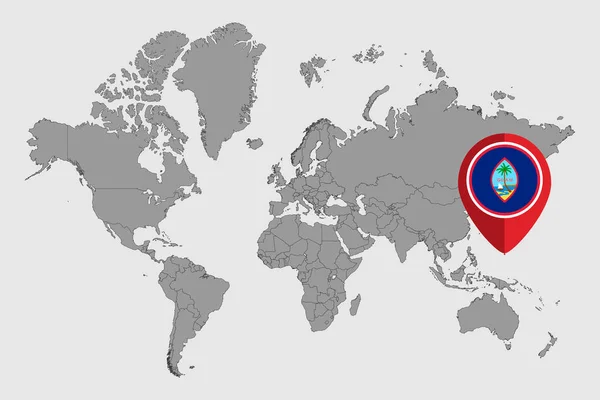 Pin Map Com Bandeira Guam Mapa Mundo Ilustração Vetorial —  Vetores de Stock