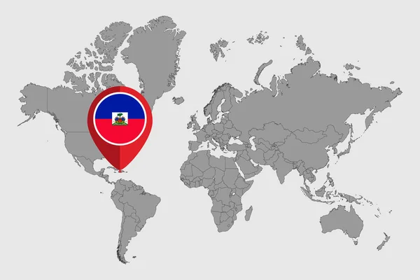 Pin Karte Mit Haiti Flagge Auf Weltkarte Vektorillustration — Stockvektor