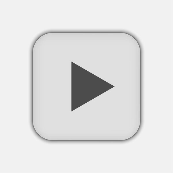 Grey play Icon, flat design style