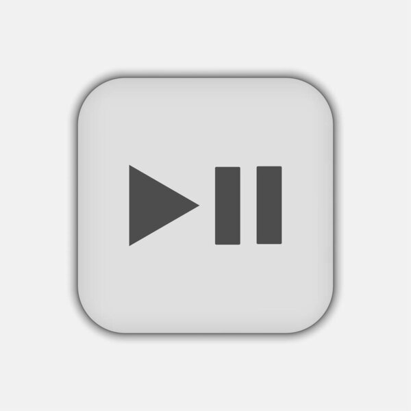 Grey play pause button, flat design style