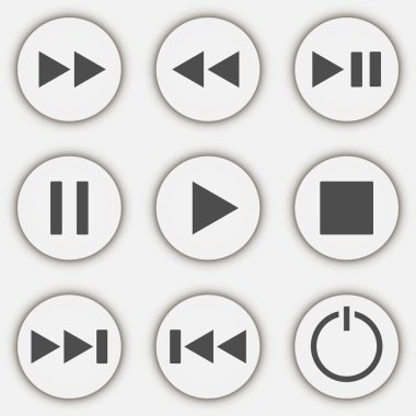 Media Player Buttons set. Vector illustration.