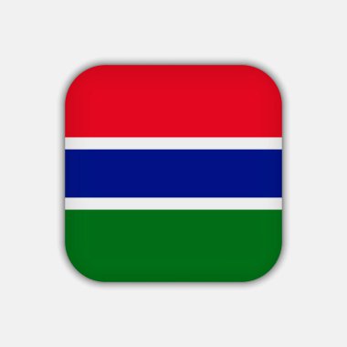 Gambiya bayrağı, resmi renkler. Vektör illüstrasyonu.