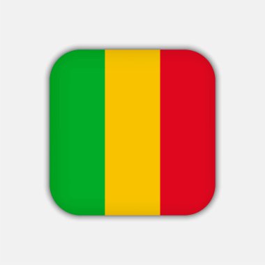 Mali bayrağı, resmi renkler. Vektör illüstrasyonu.