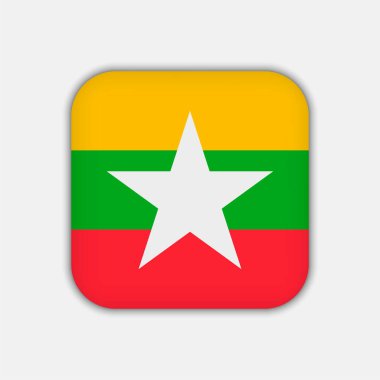 Myanmar bayrağı, resmi renkler. Vektör illüstrasyonu.