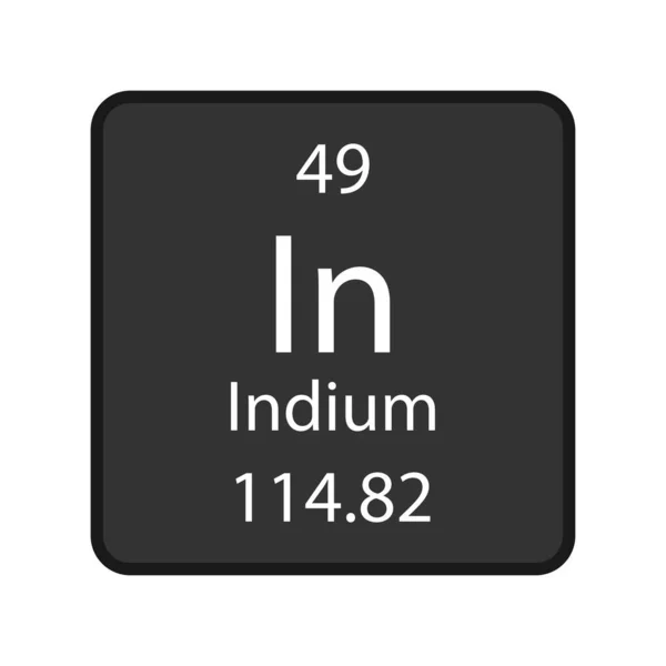 Indium Symbol Chemický Prvek Periodické Tabulky Vektorová Ilustrace — Stockový vektor