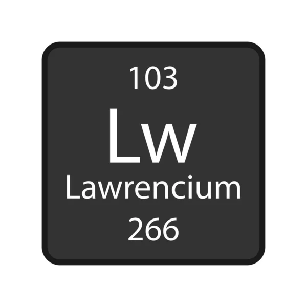 Lawrencium Symbol Chemical Element Periodic Table Vector Illustration — стоковый вектор