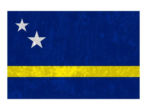 Curacao Bandiera Grunge Colori Ufficiali Proporzione Illustrazione Vettoriale — Vettoriale Stock