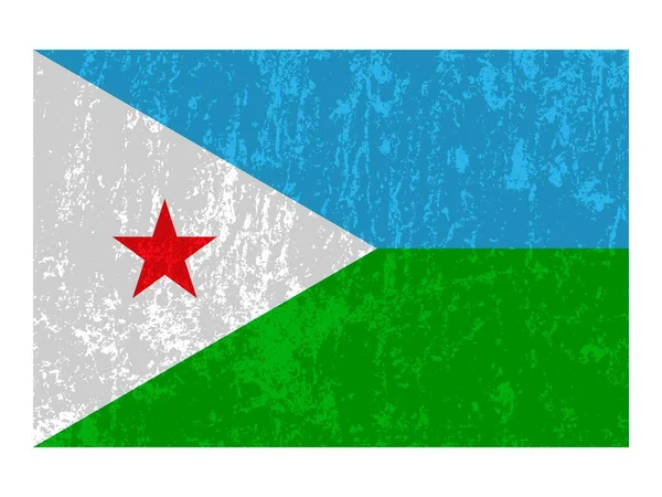 Bandera Grunge Djibouti Colores Oficiales Proporción Ilustración Vectorial — Vector de stock