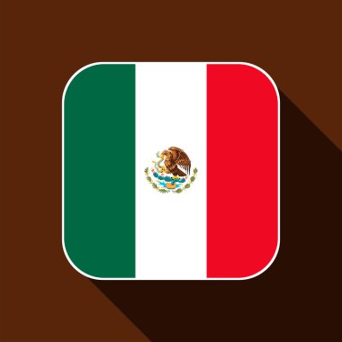 Meksika bayrağı, resmi renkler. Vektör illüstrasyonu.