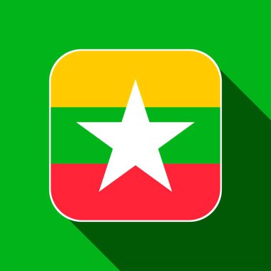 Myanmar bayrağı, resmi renkler. Vektör illüstrasyonu.