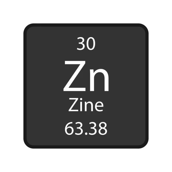 Símbolo Zine Elemento Químico Tabela Periódica Ilustração Vetorial — Vetor de Stock