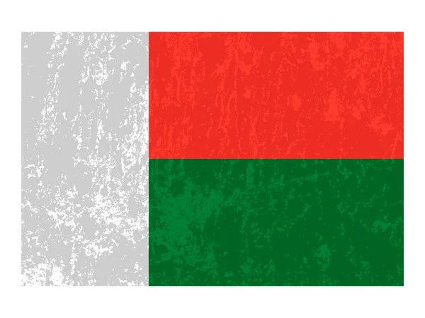 Bandera Grunge Madagascar Colores Oficiales Proporción Ilustración Vectorial — Archivo Imágenes Vectoriales