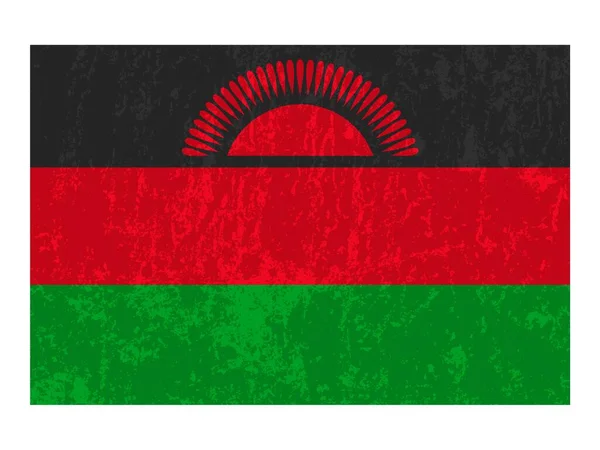 Flaga Grunge Malawi Oficjalne Kolory Proporcje Ilustracja Wektora — Wektor stockowy