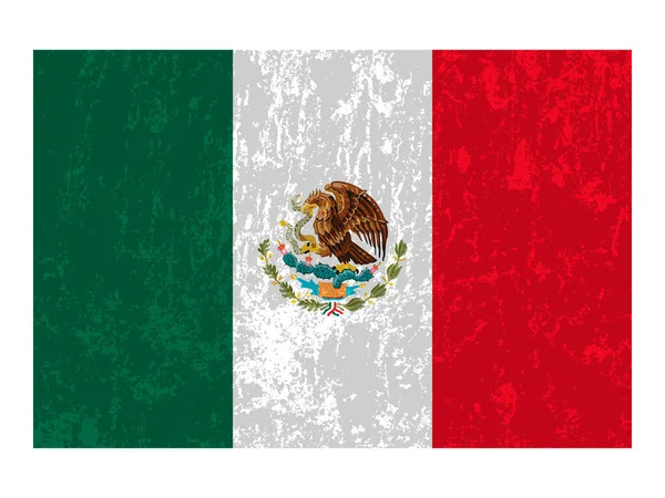 Bandeira Grunge México Cores Oficiais Proporção Ilustração Vetorial — Vetor de Stock