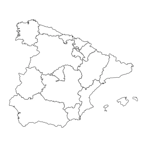 Carte Des Régions Espagne Illustration Vectorielle — Image vectorielle