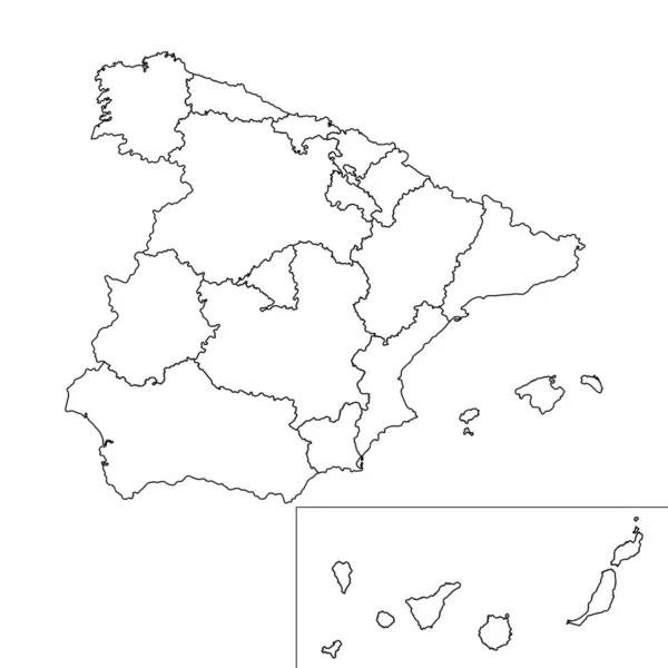 Spaniens Regionkarta Med Kanarieöarna Vektorillustration — Stock vektor