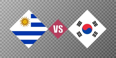 Uruguay vs South Korea flag concept. Vector illustration.
