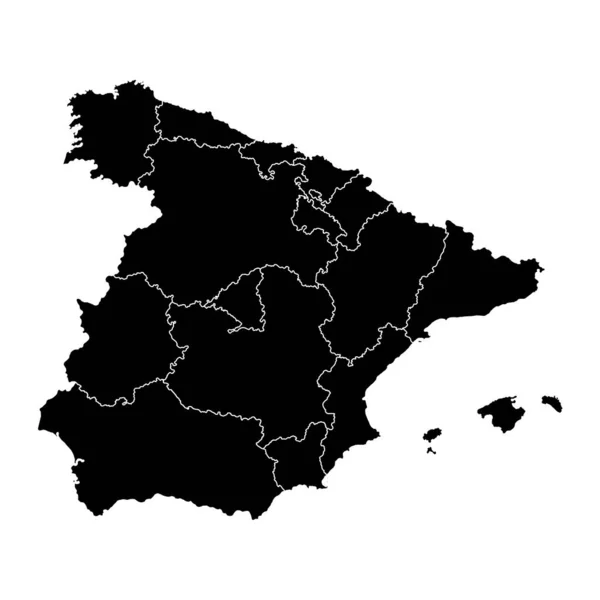 Carte Des Régions Espagne Illustration Vectorielle — Image vectorielle