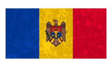 Moldova bayrağı, resmi renkler ve oran. Vektör illüstrasyonu.