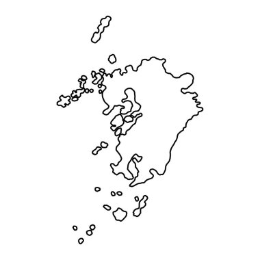 Kyushu haritası, Japonya bölgesi. Vektör illüstrasyonu