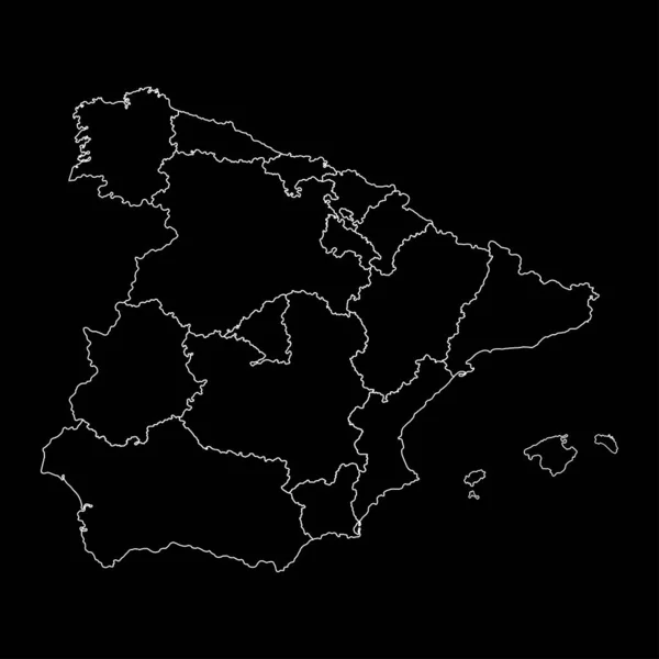 Карта Регионов Испании Векторная Иллюстрация — стоковый вектор
