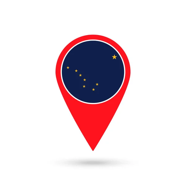 Ponteiro Mapa Com Bandeira Alasca Ilustração Vetorial — Vetor de Stock