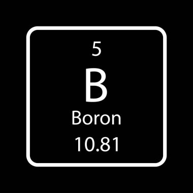 Boron sembolü. Periyodik tablonun kimyasal elementi. Vektör illüstrasyonu.