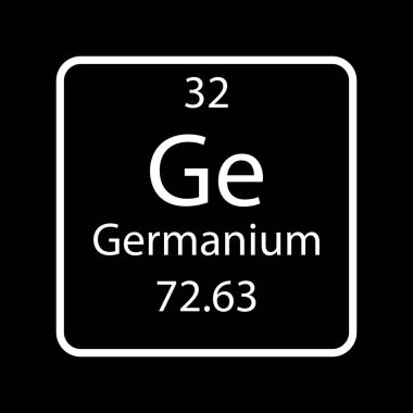 Germanyum sembolü. Periyodik tablonun kimyasal elementi. Vektör illüstrasyonu.