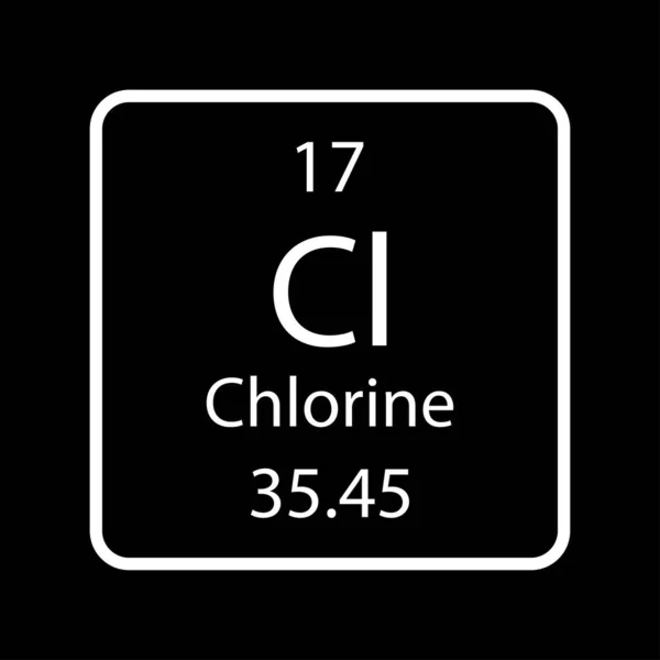 Chlorine Symbol Chemical Element Periodic Table Vector Illustration — 스톡 벡터