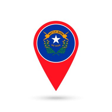 Nevada bayrağıyla harita işaretleyici. Vektör illüstrasyonu.