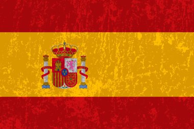 İspanya bayrağı, resmi renkler ve orantı. Vektör illüstrasyonu.