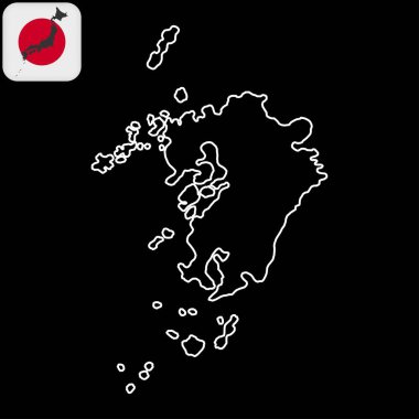 Kyushu haritası, Japonya bölgesi. Vektör illüstrasyonu