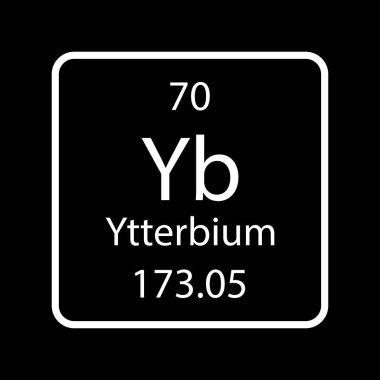 Ytterbium sembolü. Periyodik tablonun kimyasal elementi. Vektör illüstrasyonu.