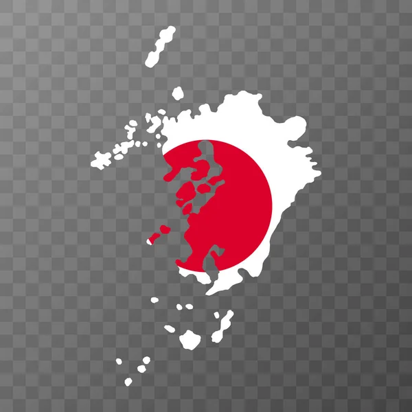 Kyushu Haritası Japonya Bölgesi Vektör Illüstrasyonu — Stok Vektör