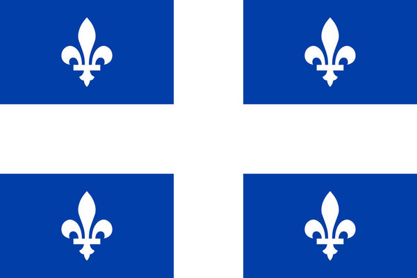 Quebec flag, province of Canada. Vector illustration.