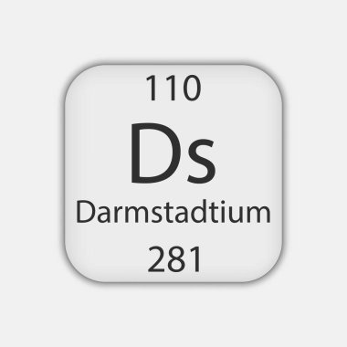 Darmstadtium sembolü. Periyodik tablonun kimyasal elementi. Vektör illüstrasyonu.