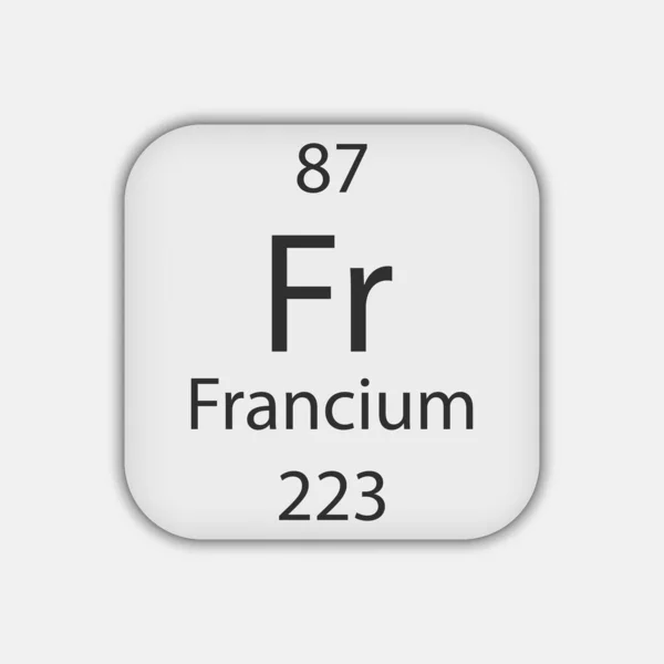 Francium Symbol Chemical Element Periodic Table Vector Illustration — Vector de stock