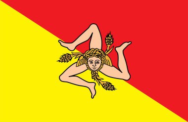 Sicilya bayrağı. İtalya Bölgesi. Vektör illüstrasyonu.