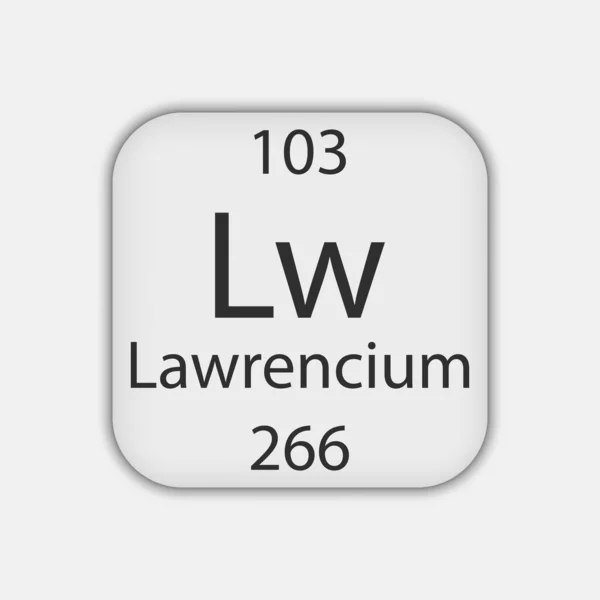 Lawrencium Symbol Chemical Element Periodic Table Vector Illustration — Vettoriale Stock